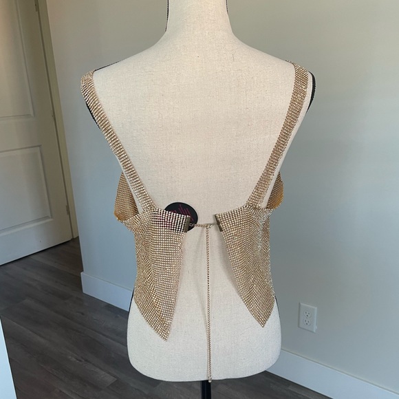 Gold Rhinestone Crop Top - Picture 4 of 6